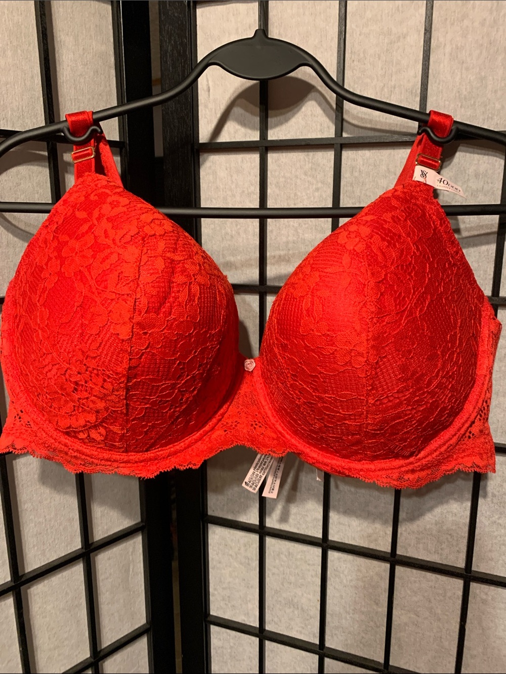 NWOT Victoria's Secret Red Lace Lightly Lined Push-Up Bra Size 40DDD